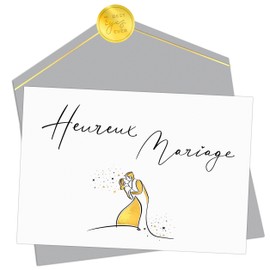 Joli Coon - Wedding Card - Happy Wedding Original - Greeting Card for Wedding with Envelope and Seal - Congratulations Card for Wedding