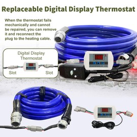 Cupohus Heated Water Hose for RV 15FT Drinking 6.0 Upgrade, Replaceable Digital Display Thermostat, Antifreeze Protection Down to -45℉ for Winter, Electric Camper Garden Hose Insulation Heater