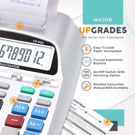 CATIGA New & Upgraded 2025 Printing Calculator Adding Machine 10 Key, Desktop Home Office Calculator with Paper Roll Print Out, Accounting Business Finance