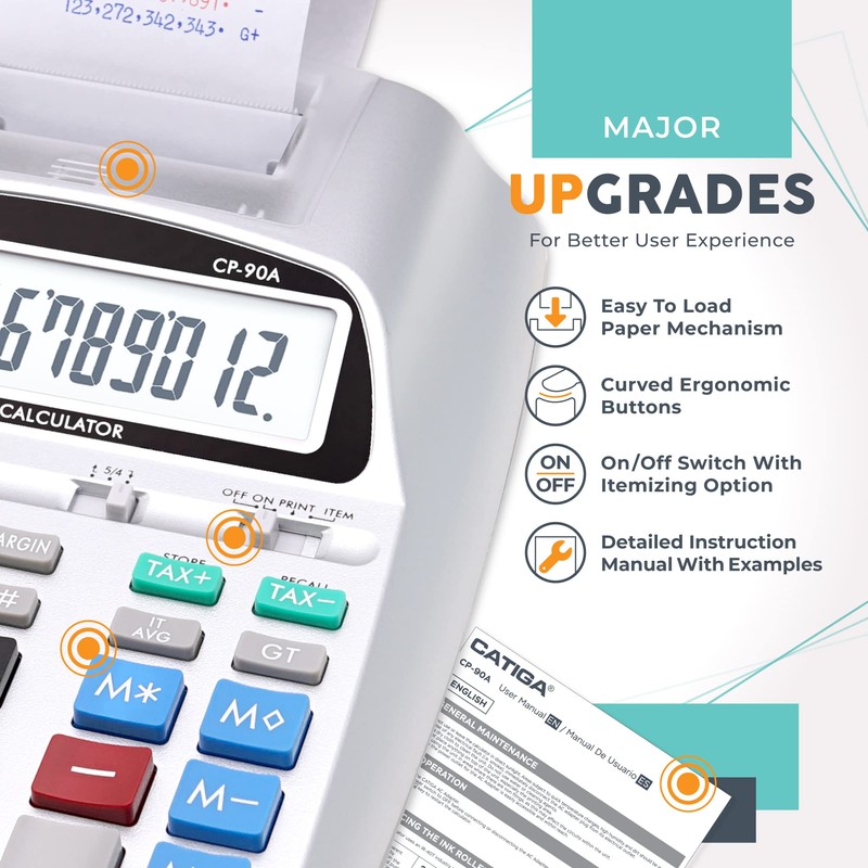 CATIGA New & Upgraded 2025 Printing Calculator Adding Machine 10