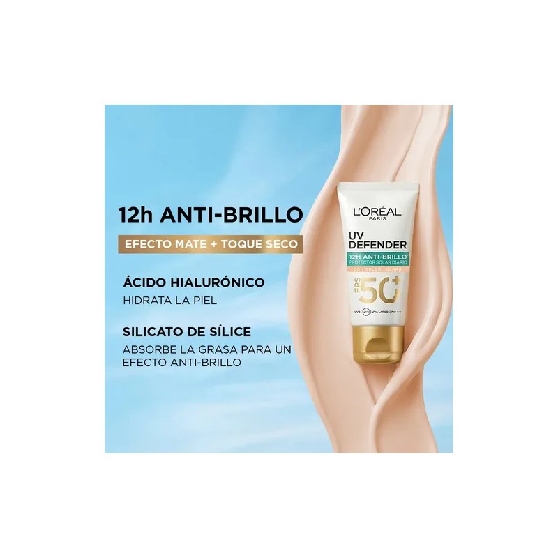 Bloqueador Uv Defender Antibrillo Tono Claro Spf50 40g
