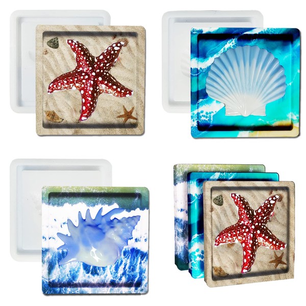 Ocean Theme Resin Molds 3D Seashell Art 3 Pack Silicone