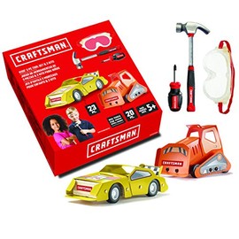 CRAFTSMAN Bundle 4 OK013-CM Sprint Racer Kit, OK017-CM Bulldozer Kit, PH Mini Screwdriver, Hammer, Safety Goggles