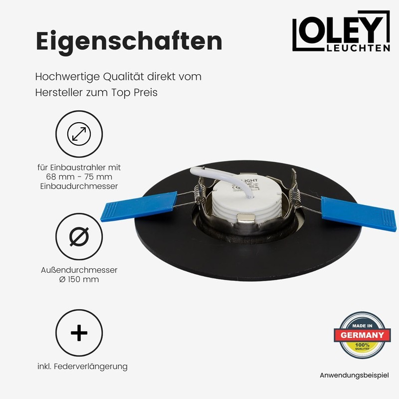 Compensation panel for recessed spotlights Ø 15 cm with spring