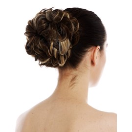 WIG ME UP - TYP-669-18-24 Hairpiece open hairbun hair rose nest bun extension wild wavy volume brown and blond highlights