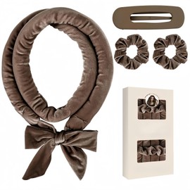 Heatless Curls Blowout Set Über Nacht | Lockenwickler Ohne Hitze mit 160cm Band & 2 Stirnbändern | Weicher Samt & Rutschfest | Für Mittellanges Haar (Braun)