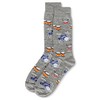 MeMoi Men's Embroidered Drums Rayon Crew Socks Med Gray Heather