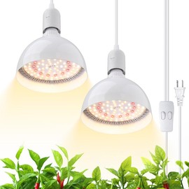 Barrina LED Grow Light Bulb, 50W (2 x 25W) Full Spectrum, with 16.4FT Power Cord, Hanging Grow Lights for Indoor Plants, Large Tall Plant, Garden, Flowers, Greenhouse, 2-Head