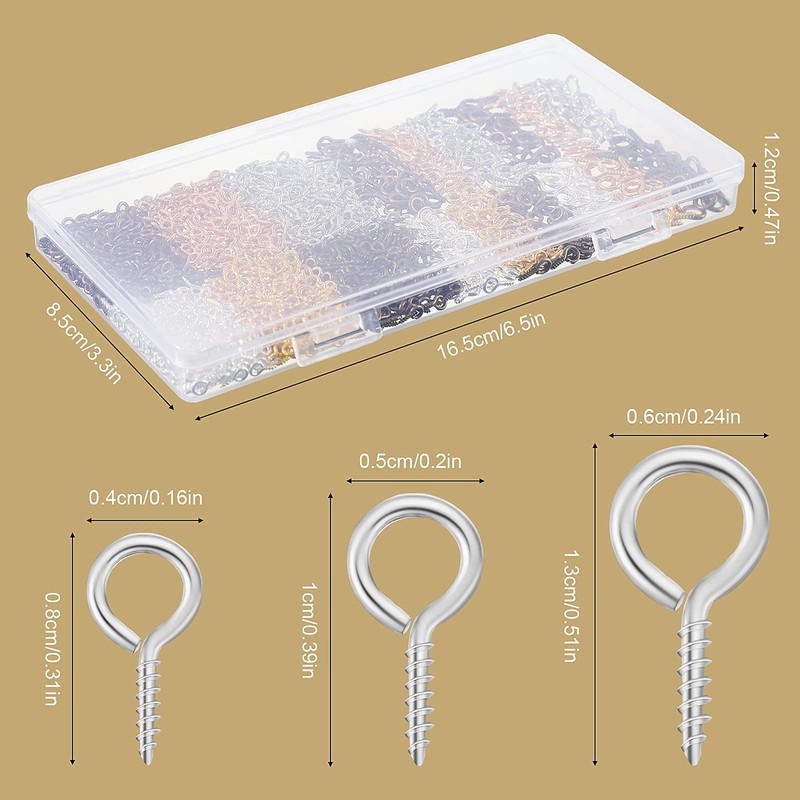 Ferraycle 1200 Pcs Small Screw Eye Pins for Jewelry Making