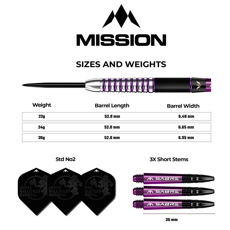 Mission Darts James Hurrell | 90% Tungsten Steel Tip Darts