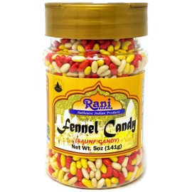 Rani Sugar Coated Fennel Candy 5oz (141g) PET Jar ~ Indian After Meal Digestive Treat | Vegan | Gluten Friendly | NON-GMO | Indian Origin