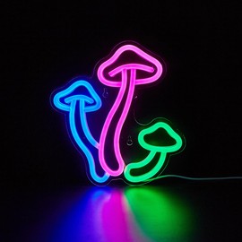 LED Neon Mushroom Cute Neon Sign, USB Powered Neon Signs Night Light, 3D Wall Art & Game room Bedroom Living Room party Decor lamp for Children Kids Girls Boys
