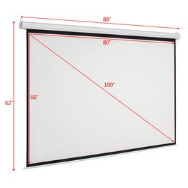 100" 4:3 80" x 60" Viewing Area Motorized Projector Screen with Remote Control, Dual Installation