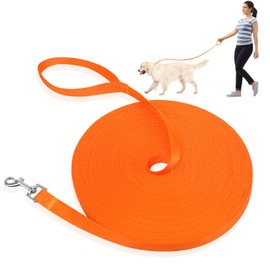 DELEE Dog Training Lead, 30m Extra Long Line Dog Leash, Durable Nylon Lead for Pet Training Recall Obedience, Tracking, Camping Play, Backyard(30m,Orange)
