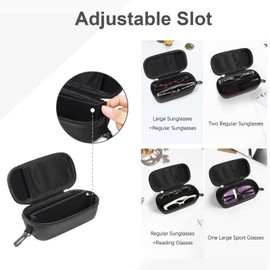 Bukere Double Eyeglasses Case with Adjustable Slots, EVA Hard-shell Travel Dual Glasses Sunglasses Organizer for Men Women