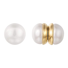 Vogem Pearl Magnetic Earrings Women's Magnetic Earrings Without Pierced Ears Round Heart Rectangular Pearl Clip On Earrings Fashion Jewellery, Stainless steel and beads