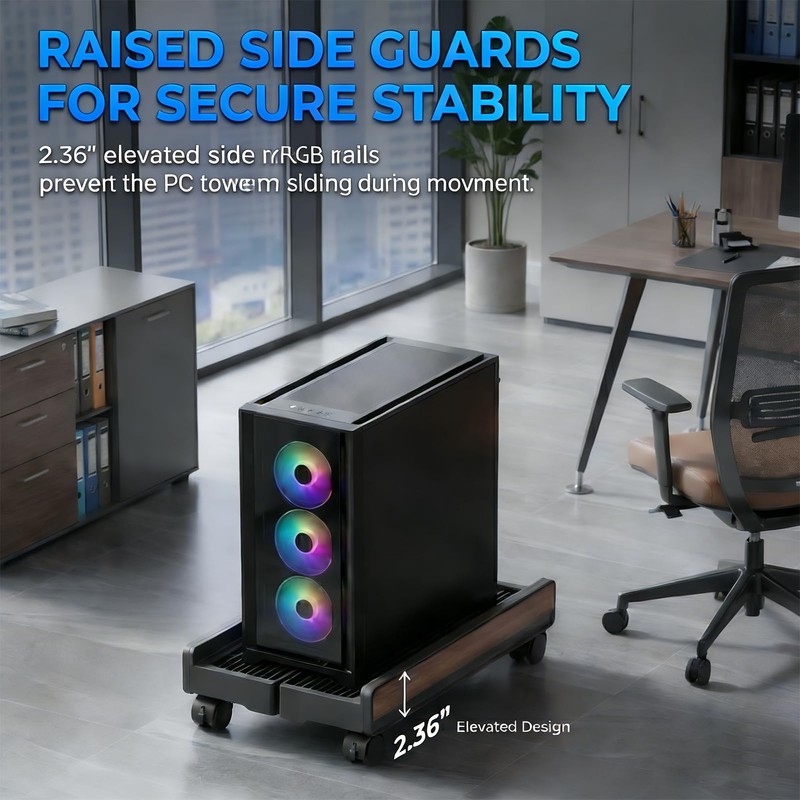 Adjustable CPU Stand,Ventilated PC Stand for Floor/Carpet/Under Desk, 110LBS Computer