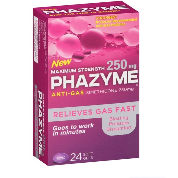 Phazyme Maximum Strength 250 mg Softgels, 24 ea (Pack of 6)