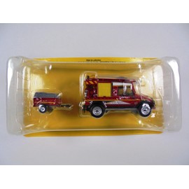Model car 1:43 Compatible with UMM Alter Fire Truck with Trailer First Intervention Vehicle (VPI) Light Firefighter Vehicle Hachette CPL15