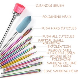 KASESSS 10 Pieces Efile Nail Drill Bits, Electric Nail File Bits, Professional Cuticle Drill Bit, Carbide Nail Drill Bits for Gel Nails, Nail Drill Bit Set for Manicure Pedicure, Home Salon Use