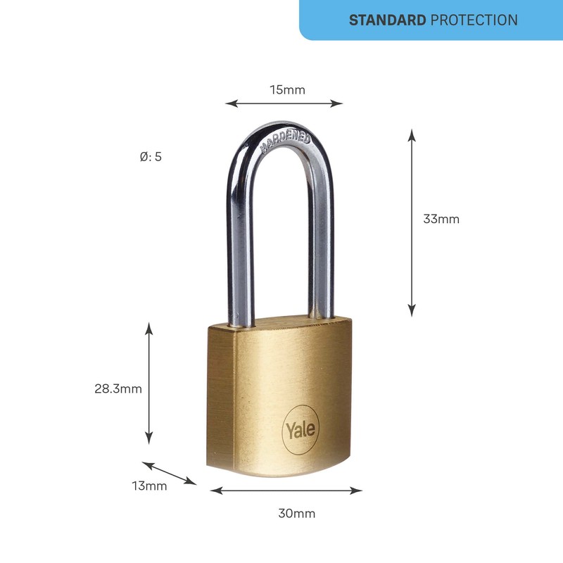 Yale Y110B/30/132/1/B Brass Padlock 30 mm LS Piece 1 Box,