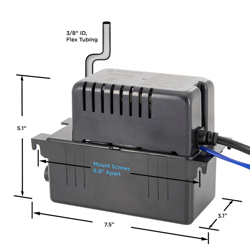 Beckett CB121LSUL Compact Condensate Pump, 115V, 66 GPH, 12 Ft
