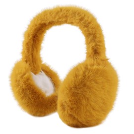 Zsedrut Colorful Ear Muffs For Winter Foldale Ear Warmers For Women Fluffy Earmuff Ear Covers (Ginger Yellow)