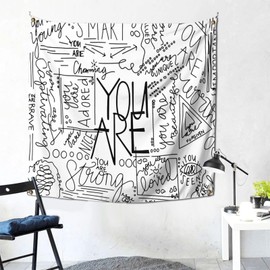 YOYNIIRE Quote You Are Wall Tapestry Inspirational Classroom Positive Kids Tapestries Wall Hanging Motivational Positive Affirmations Saying Aesthetic Tapestry for Bedroom Dorm (White, 60" x 60")