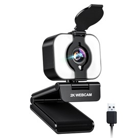 Atatat 2K Webcam for PC with Light, Microphone, Privacy Cover