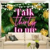 Withu Talk Thirty to Me Backdrop Green Tropical Leaf Pink