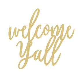 Michelle's aDOORable Creations Welcome Yall Script Wood Cutout- Unfinished Wood Crafting Woodcrafts Wall Decor
