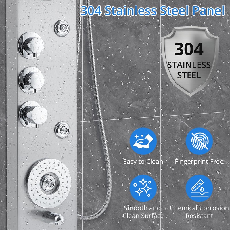 Towallmark Shower Panel Tower System, LED Rainfall Shower Panel Tower