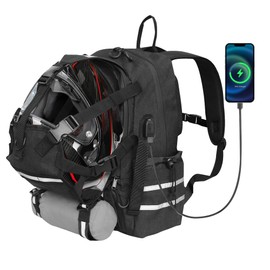 JLDTOP Motorcycle Helmet Backpack Bag for Men/Women, Large Capacity Biker Backpack with Reflective Strips/USB Charging Port, Helmet Carrier for Riding Travel Hiking (Black)
