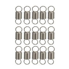 sourcing map Tension Spring Wire Diameter 0.02 Inch AD 0.2 Inch Free Length 0.59 Inch Stainless Steel Small Double Hook Tension Spring Pack of 15