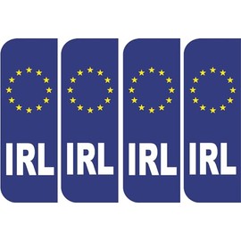 Pack of 4 Ireland Euro Car Number Plate Stickers White IRL Van Vehicle Truck Lorry Each Measures 104mm by 35mm