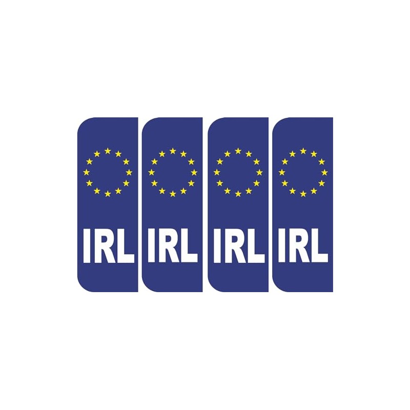 Pack of 4 Ireland Euro Car Number Plate Stickers White