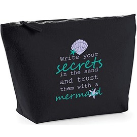 Hippowarehouse Write your secrets in the sand and trust them with a mermaid printed make up cosmetic wash bag 18x19x9cm