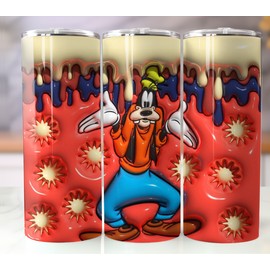 9 in Goofy 3D Puffy 20oz Tumbler Insulated Stainless Steel Cup Mug w/Straw Lid
