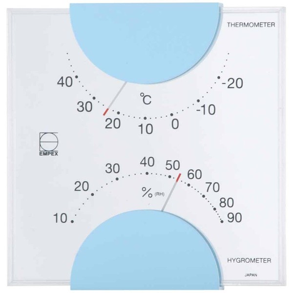 Empex LV-4906 Weather Meter, Thermometer, Hygrometer, LV-4906, Can be used as a stand-alone product, Made in Japan, Light Blue, 4.1 x 4.0 x 0.8 inches (10.5 x 10.2 x 2 cm)