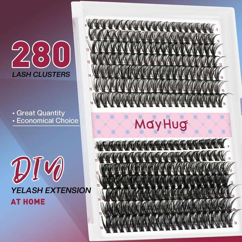 Mayhug Lash Extension Set 40+50D Wimpern Extensions Set 9-16mm Cluster