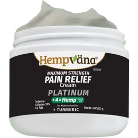 Hempvana Platinum Maximum Strength Relief Cream 4X Hemp for Muscles, Joints, Back, Knees, Shoulders, Neck, Elbows, Hands, Feet. AS-SEEN-ON-TV. Odor-Free, Non-Greasy, Quickly Absorbs, 4X More Hemp