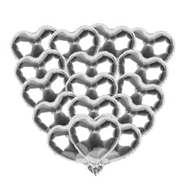 Meetppy 15PCS Silver Heart Shaped Balloons 18inch Foil Balloons Helium Birthday Balloons for Baby Shower Valentines Day Wedding Anniversary