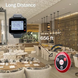 Retekess T128 Restaurant Pager System,Wireless Caregiver Call System,10 4-Key Waterproof Alert Call Buttons for Waiter,Customer,Staff,Caregiver
