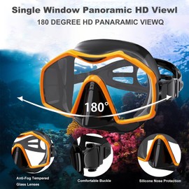 Snorkel Set Adults Snorkeling Gear for Adults,Anti-Fog Panoramic View Swim Mask Dry Top Snorkel Kit with Carry Bag for Snorkeling Scuba Diving Swimming Travel