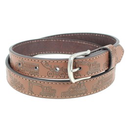 Construction Equipment Kids Leather Belt Strap and Metal Buckle 1" Wide with Snaps - Excavator Dump Truck Bulldozer Tractor (Brown-XL)