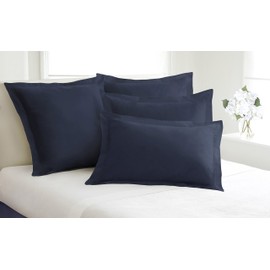 Levinsohn Fresh Ideas Tailored Poplin Pillow Sham Euro, Navy, 26 inches X 26 inches