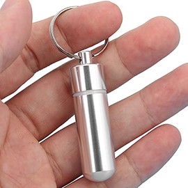 Mini Pastillero de Aleación de Aluminio Llavero Impermeable Organizador de Soporte de Pastillas 4.7x1.4cm Botella de Medicina de Emergencia para Viajes Al Aire