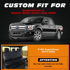 yotruth F150 Seat Covers Full Set, Faux Leather Truck Seat Covers Custom Fit for 2009-2026 Ford F-150 SuperCrew & 2017-2026 F250 F350 F450 Crew Cab XL XLT Lariat King Ranch (Black & Red)