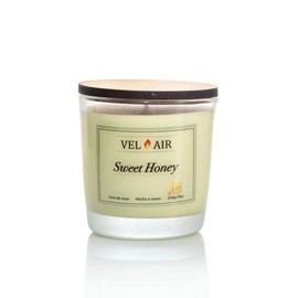 VEL AIR Vela Arómatica Miel (Sweet Honey) 250 gr/ 9 oz.de cera de soya, Ecológica Artesanal, Velas Decorativas, Velas Relajantes Velas Aromáticas
