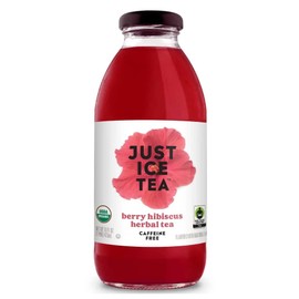 Just Ice Tea Organic Iced Tea, 16 Fl Oz Glass Bottles (Berry Hibiscus Herbal Tea, Pack of 12)